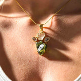Μολδαβίτης, Διαμάντια Herkimer & Libyan Desert Glass Επιχρυσωμένο Α.925 01