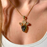 Μολδαβίτης, Διαμάντια Herkimer & Libyan Desert Glass Επιχρυσωμένο Α.925 03
