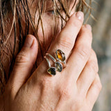 Μολδαβίτης & Λιβυκό Γυαλί Δαχτυλίδι A.925