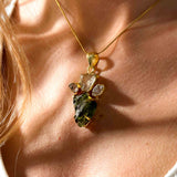 Μολδαβίτης, Διαμάντια Herkimer & Libyan Desert Glass Επιχρυσωμένο Α.925 01