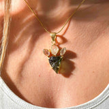 Μολδαβίτης, Διαμάντια Herkimer & Libyan Desert Glass Επιχρυσωμένο Α.925 05