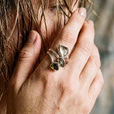 Μολδαβίτης & Λιβυκό Γυαλί Δαχτυλίδι A.925