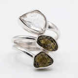 Μολδαβίτης & Λιβυκό Γυαλί Δαχτυλίδι A.925