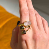 Herkimer Διαμάντι & Μολδαβίτες Δαχτυλίδι Α.925 Επιχρυσωμένο 05