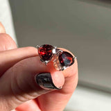 Γρανάτης Heart Σκουλαρίκια A.925